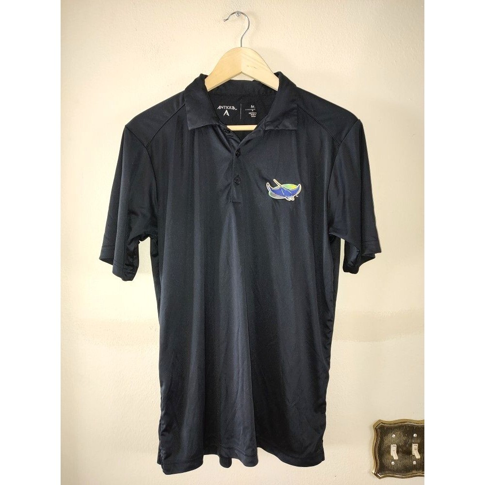 Vintage Antiqua Men's Tampa Bay Devil Rays Black Polo Shirt Size M